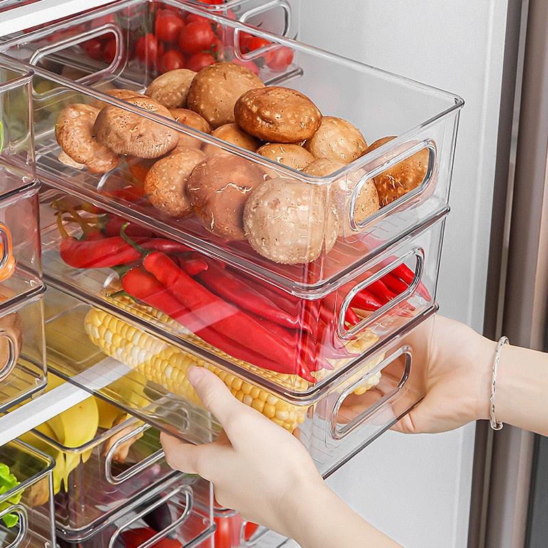 Refrigerator Drawer Food Storage Box Plastic Transparent Keep-Freshing Container Kitchen Stackable Pull-Out Classified Organizer - Lily Depot