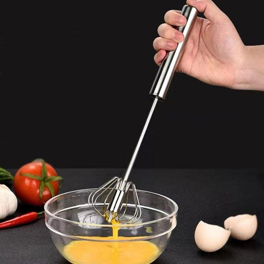 Semi-Automatic Egg Beater 304 Stainless Steel Egg Whisk Manual Hand Mixer Self Turning Egg Stirrer Kitchen Egg Tools - Lily Depot