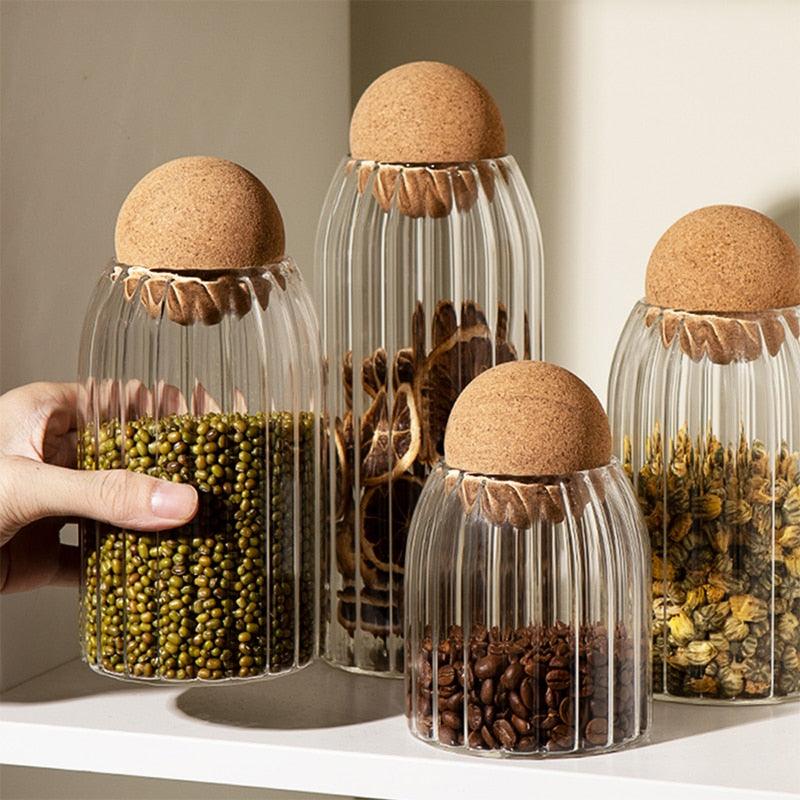 Small Glass Beans Bottle Cereal Food Storage Container Seasoning Spice Apothecary Jars with Lid Candy Dispenser Canister Set - Lily Depot