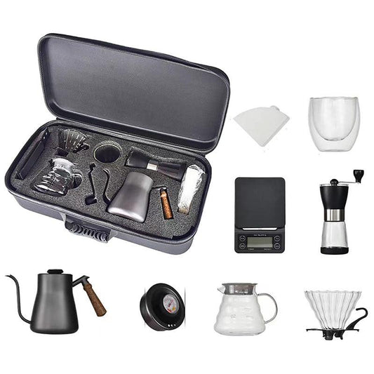 Travel Hand Coffee Pot Set Hand Coffee Gift Box Grinder Electronic Scale Stainless Steel Hand Pot Coffee Cup Set - Lily Depot