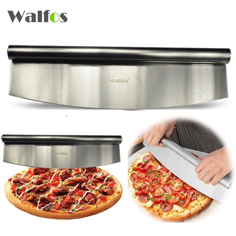 WALFOS 12 Inch Pizza Cutter Stainless Steel Rocking Pizza Chopper High Quality Kitchen Knife Design Custom Cutter Tool - Lily Depot